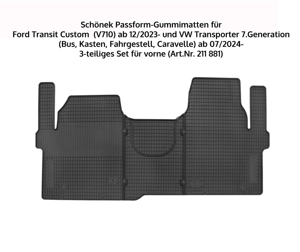 Fußmatten für vorne für VW T7 Transporter / für Ford Transit Custom II / für Ford Tourneo Custom II