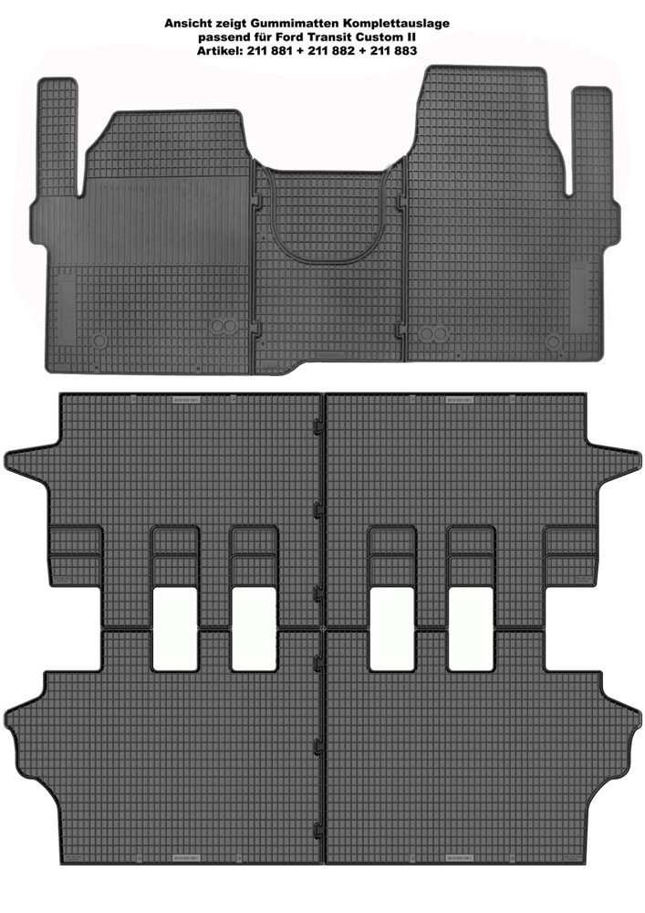 Fußmatten für hintere Sitzreihen für Ford Transit Custom II / für Ford Tourneo Custom II